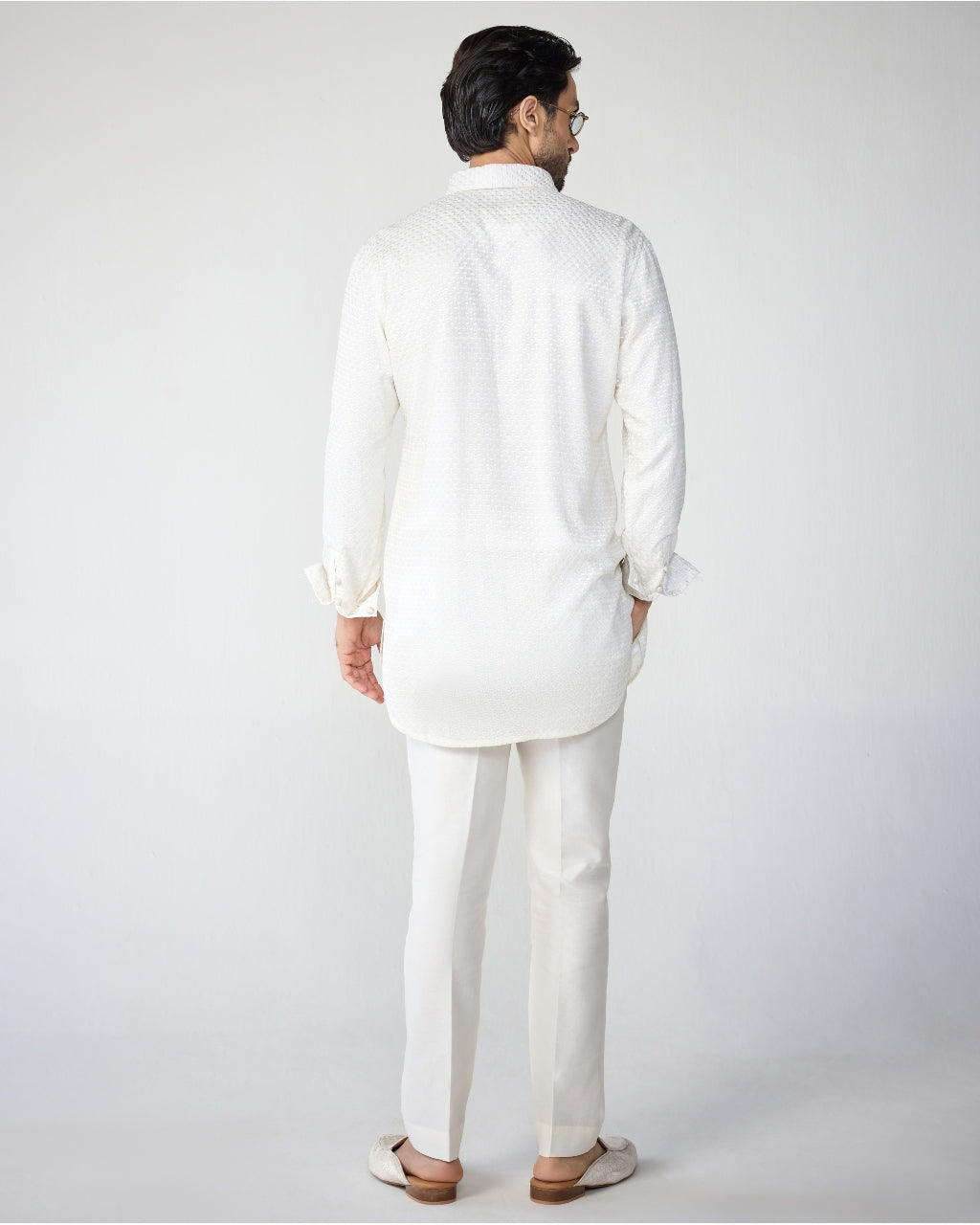 White Poppy Shirt Henley Kurta