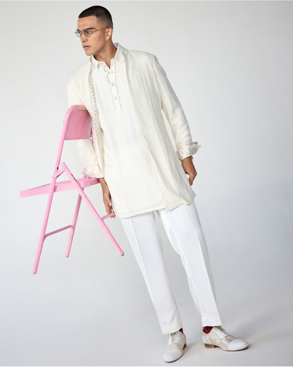Chessboard Short Achkan Set