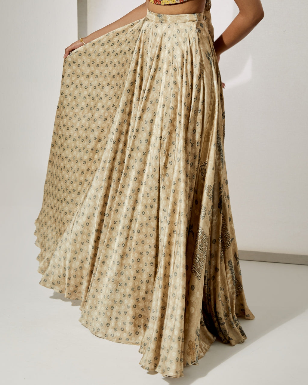 Ivory Bloom Halter Blouse & Skirt Set