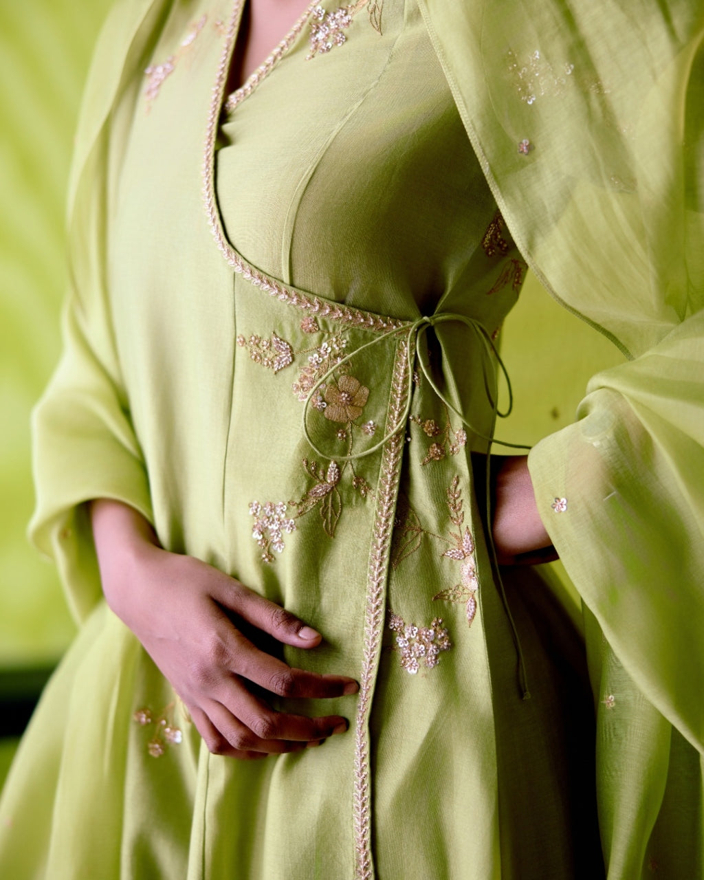 Green Apple Kallidar Angrakha Set