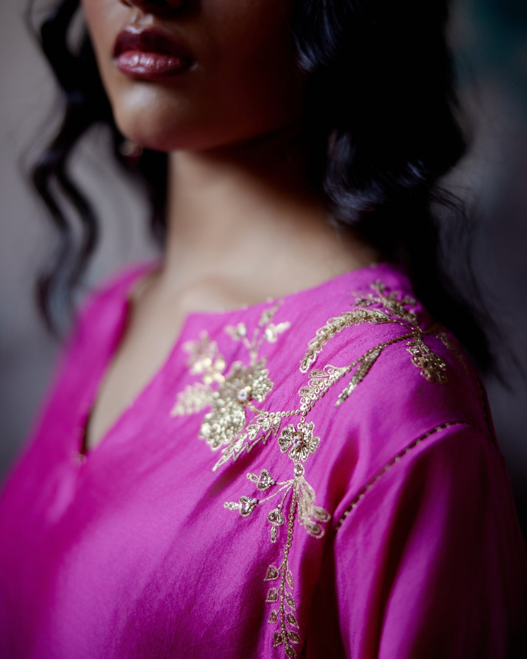 Fuchsia Pink Kaftan Style Co-Ord Set