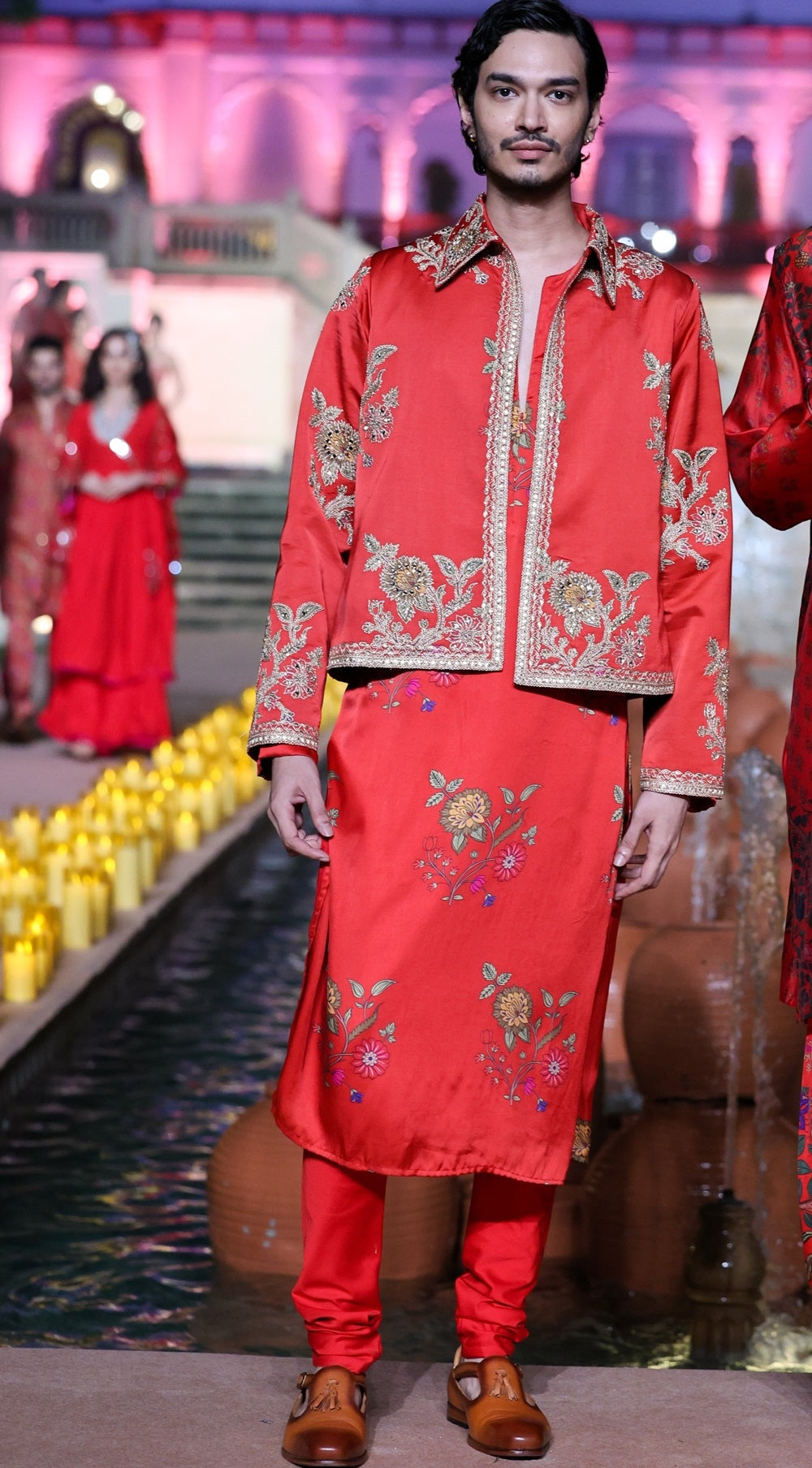 Amer Printed Surkh Laal Jacket Kurta Set