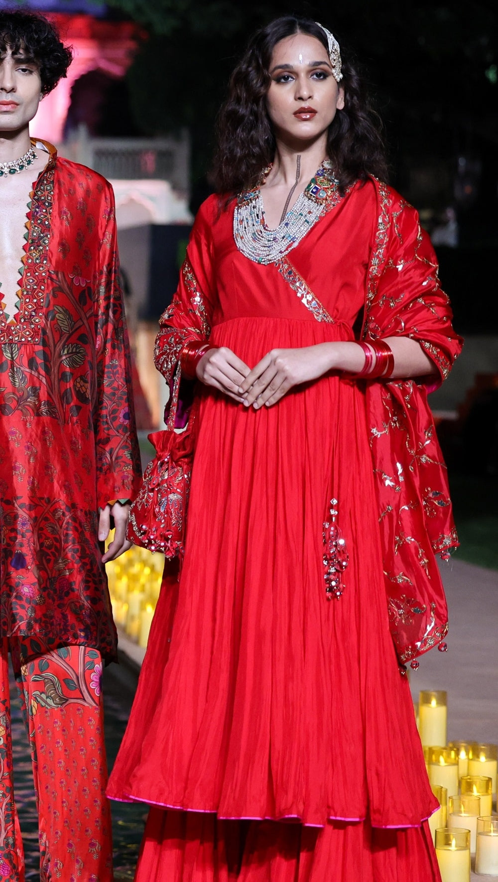 Surkh Laal Anarkali Gharara Set