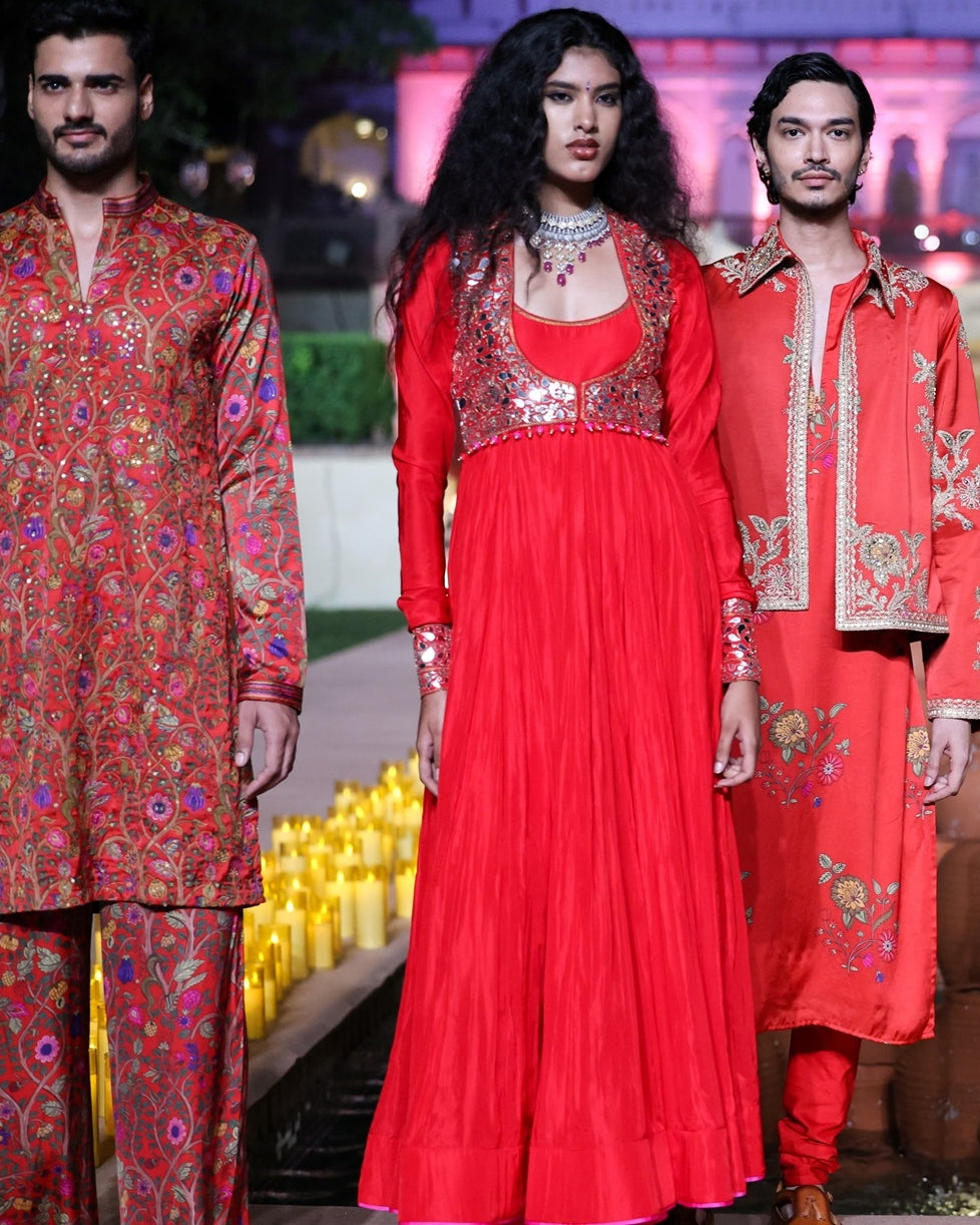 Surkh Laal Anarkali Koti Set