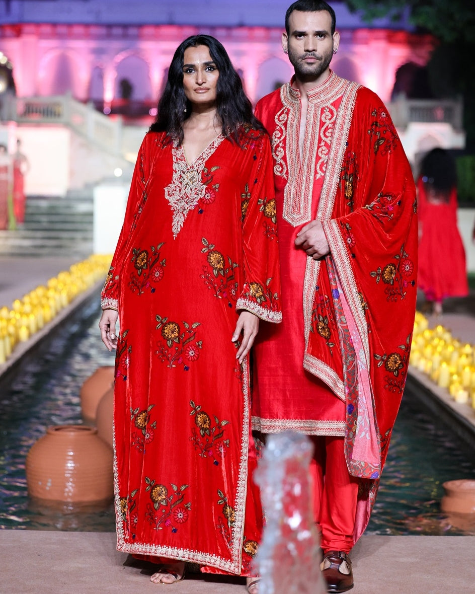 Amer Printed Surkh Laal Dushala Kurta Set