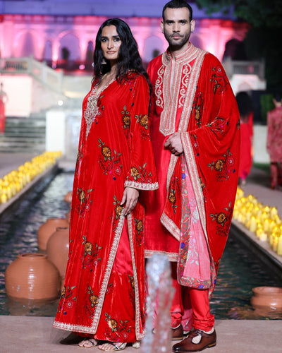 Amer Printed Surkh Laal Dushala Kurta Set