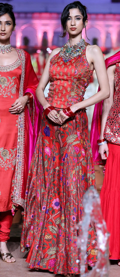 Surkh Laal Corset With Skirt