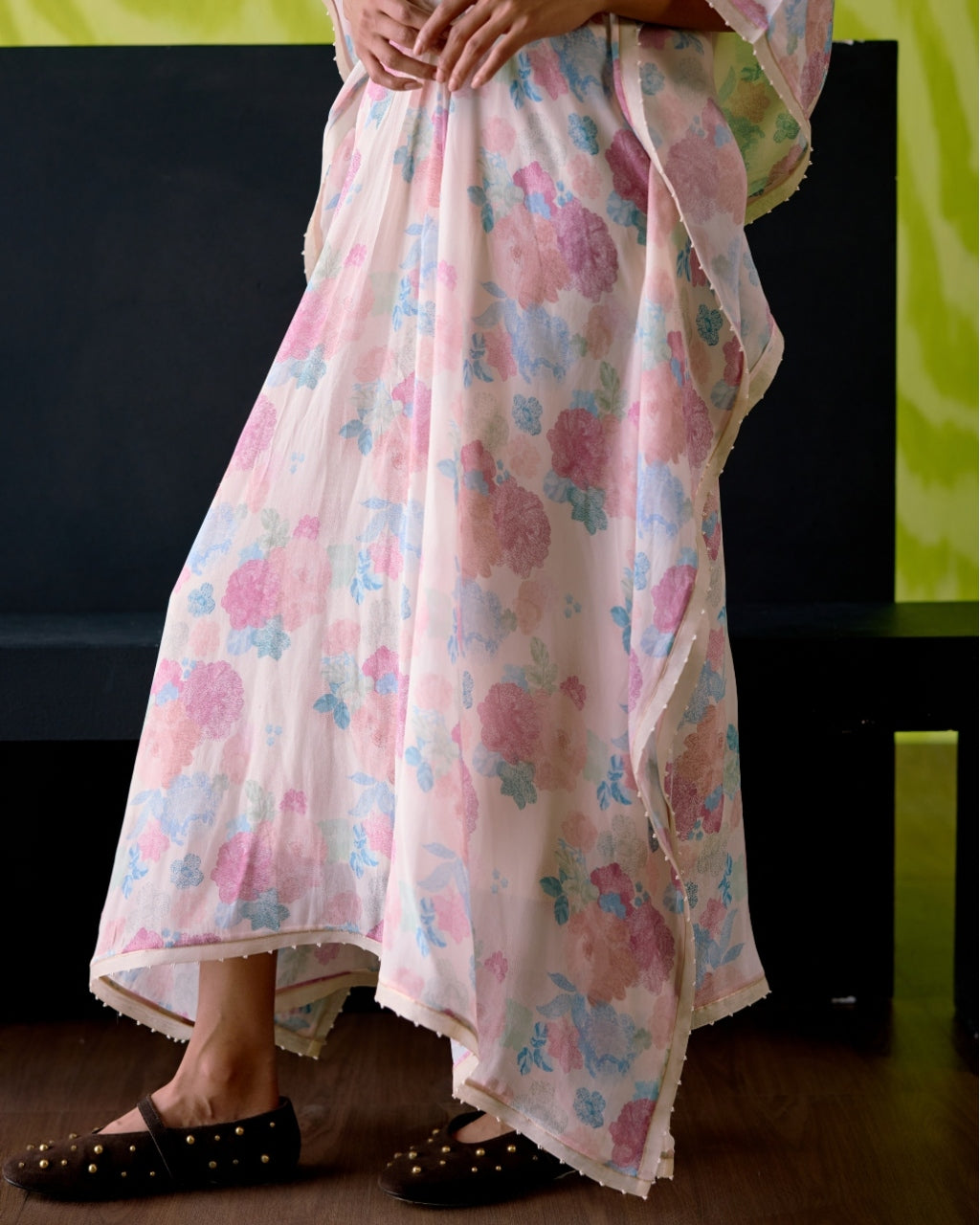 Ivory Floral Printed Kaftan