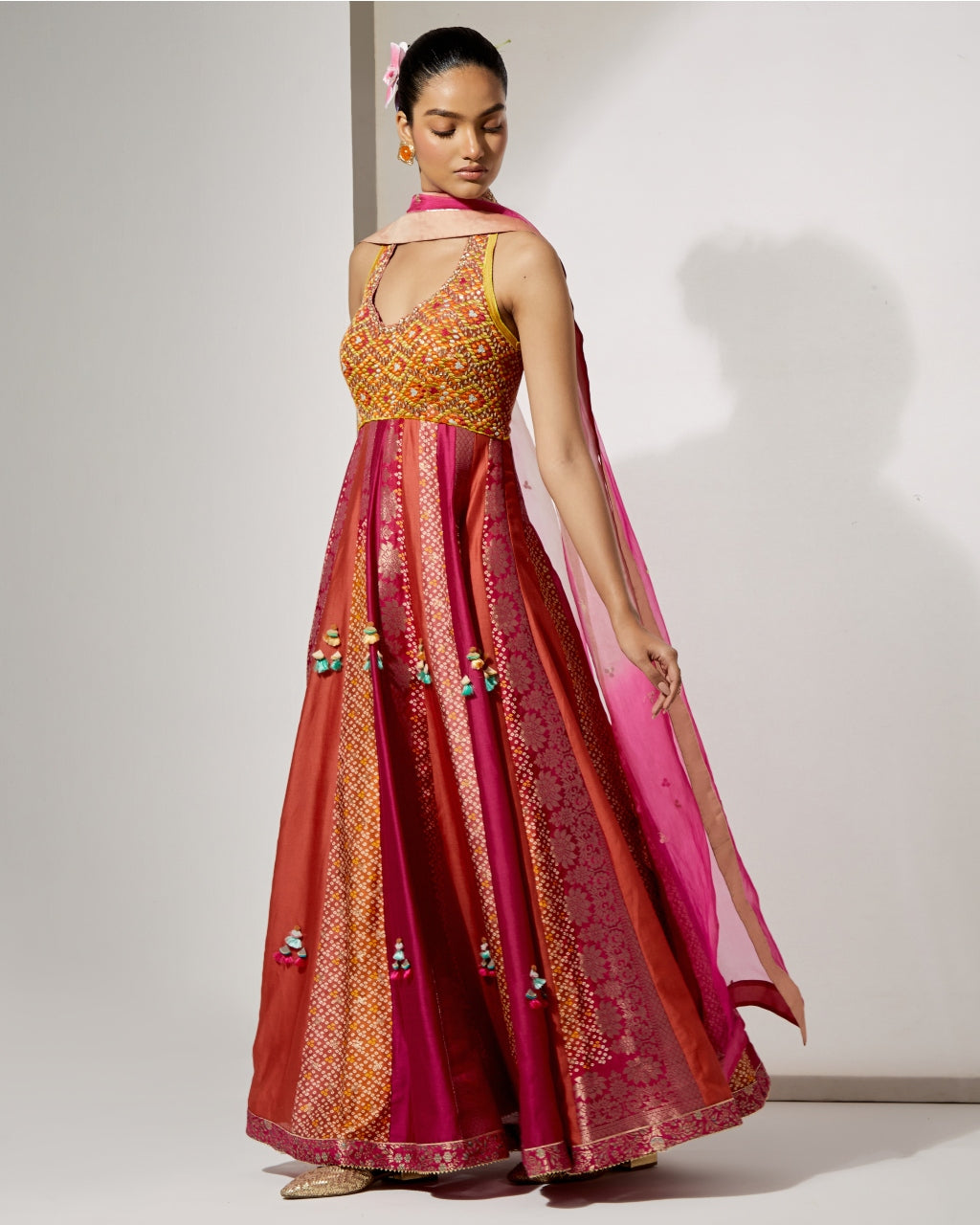 Amber Gulzar Silk Anarkali Set