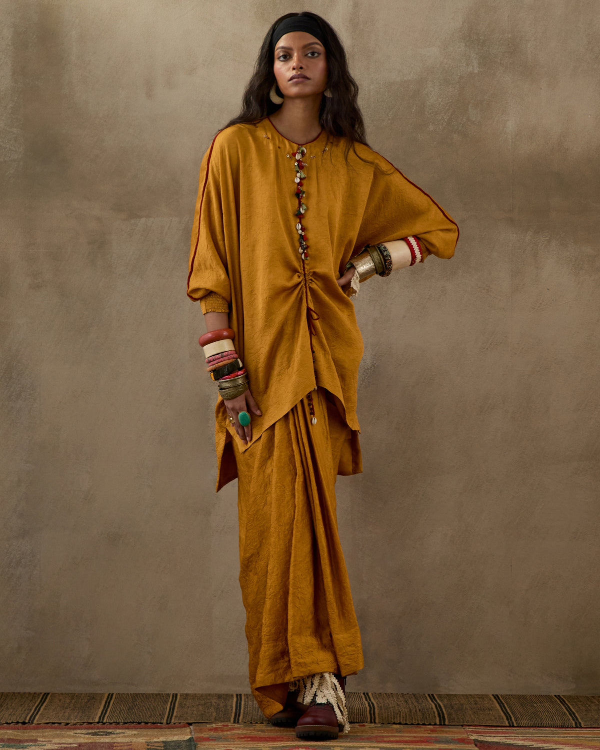 Yellow Topaz Kuru Trapeze Kurta Set