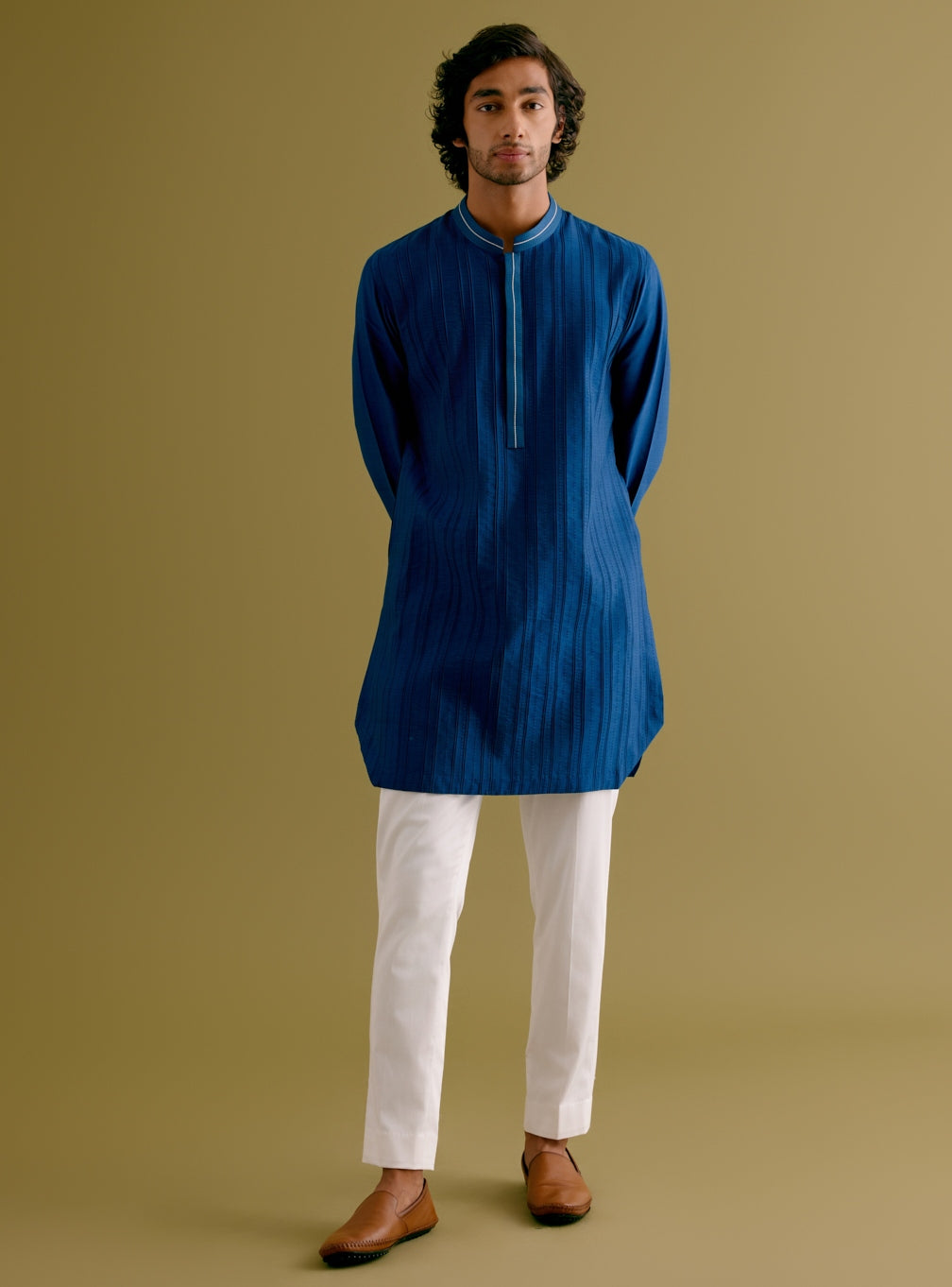 Royal Blue Pin Tuck Kurta Set