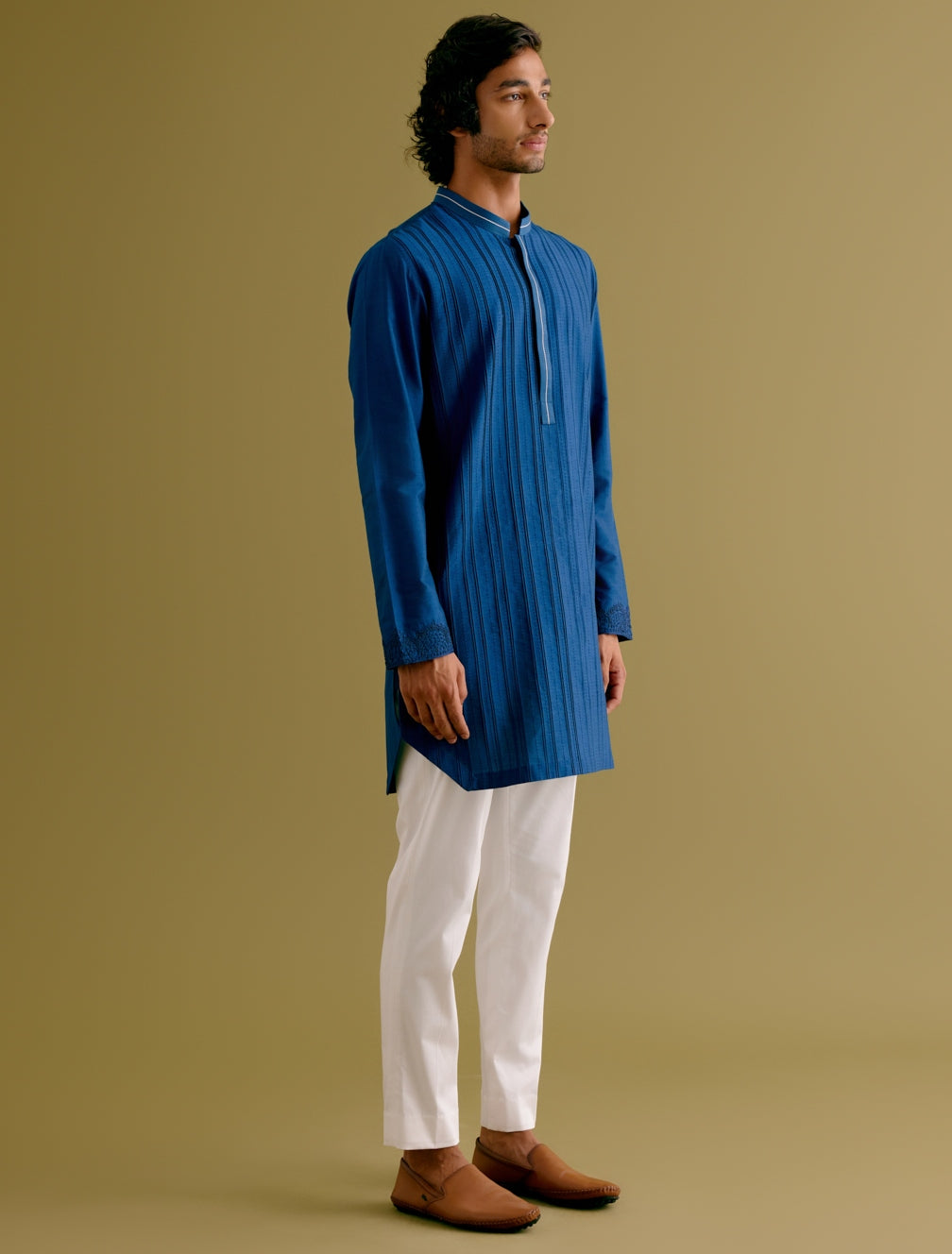 Royal Blue Pin Tuck Kurta Set