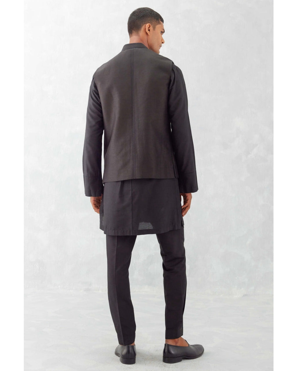 Black Kurta With Bundi Set