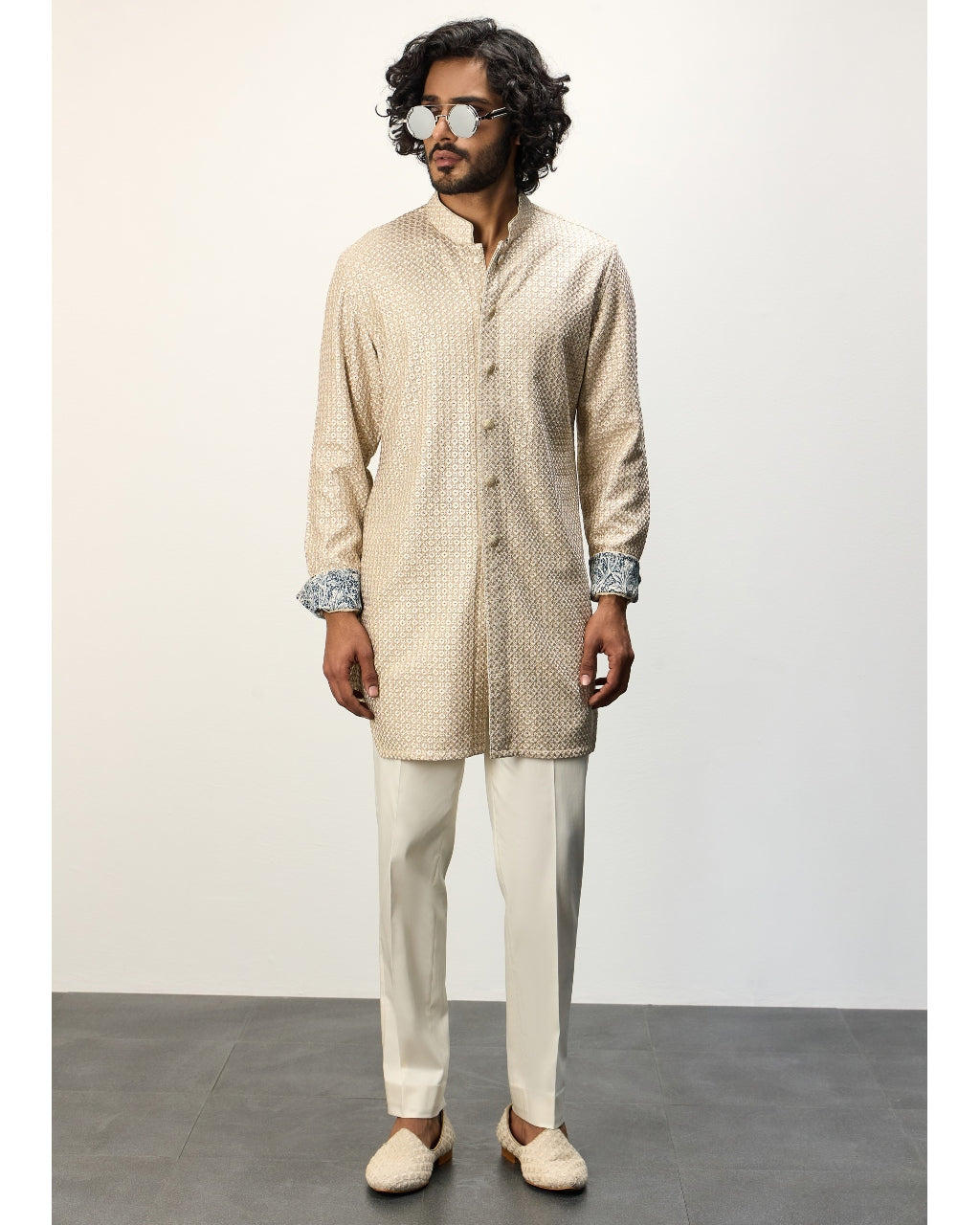 OG Champagne Front Open Kurta Set