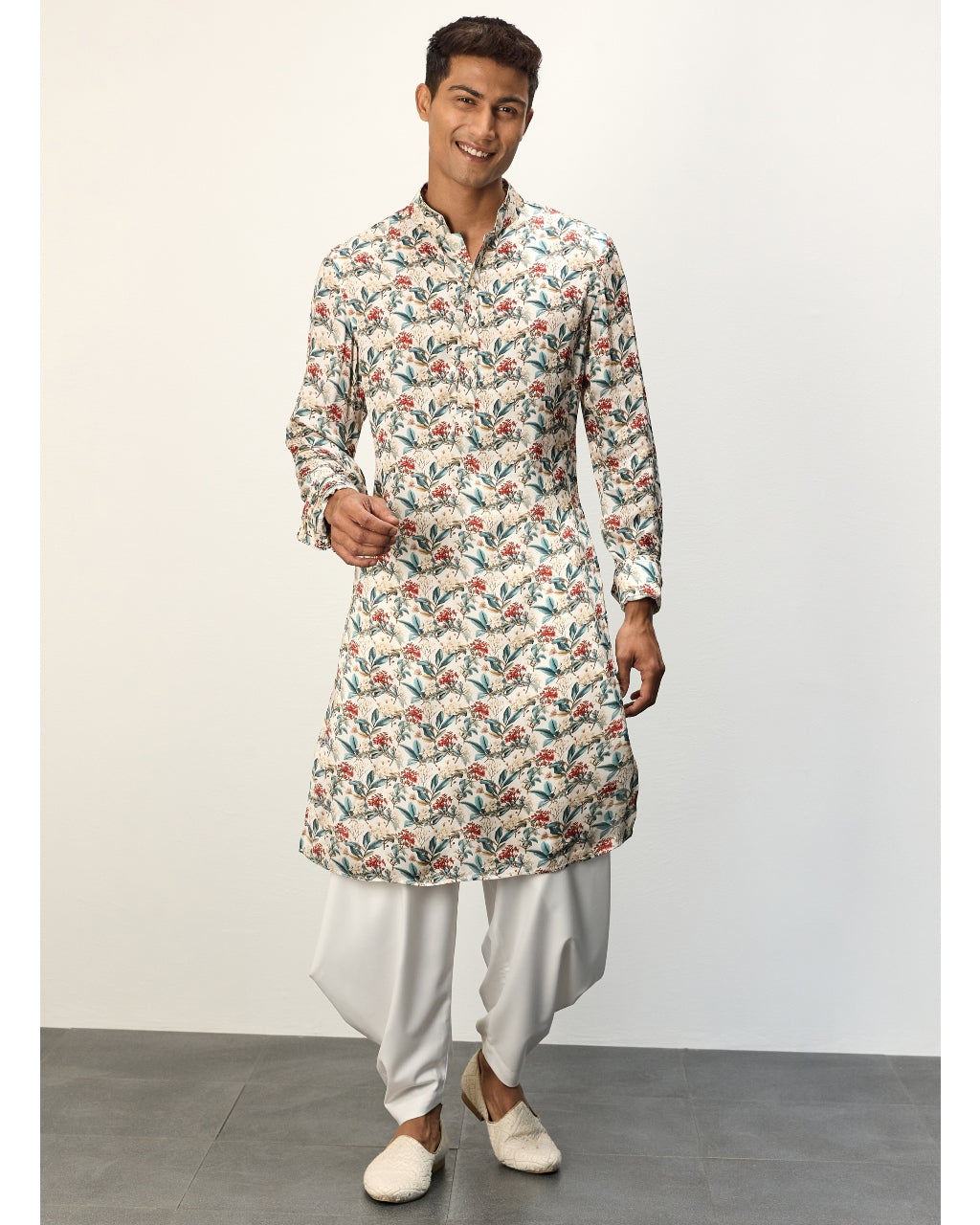 Scarlet Sage Ivory Printed Kurta Set