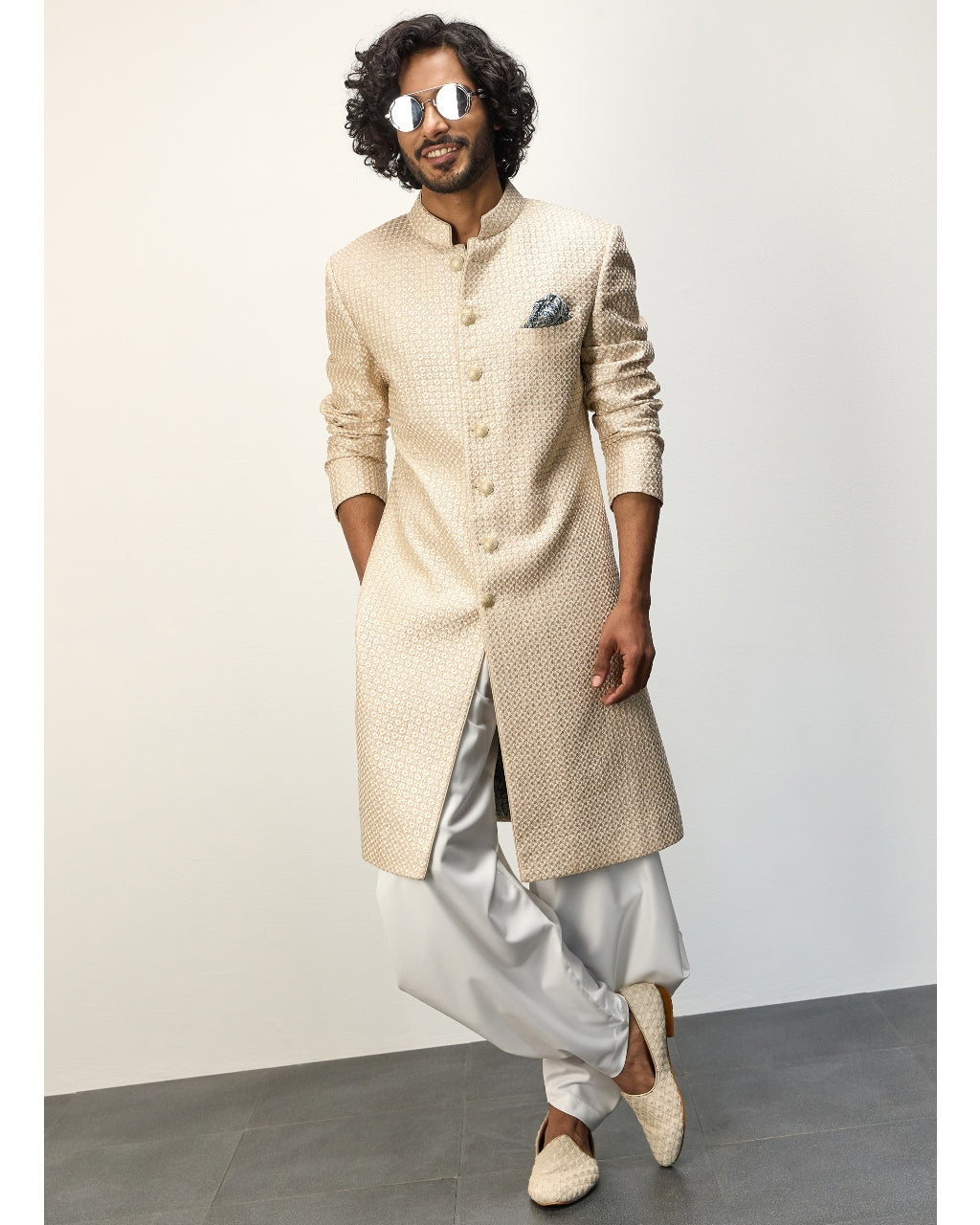 Champagne Jaal Printed Kurta Set