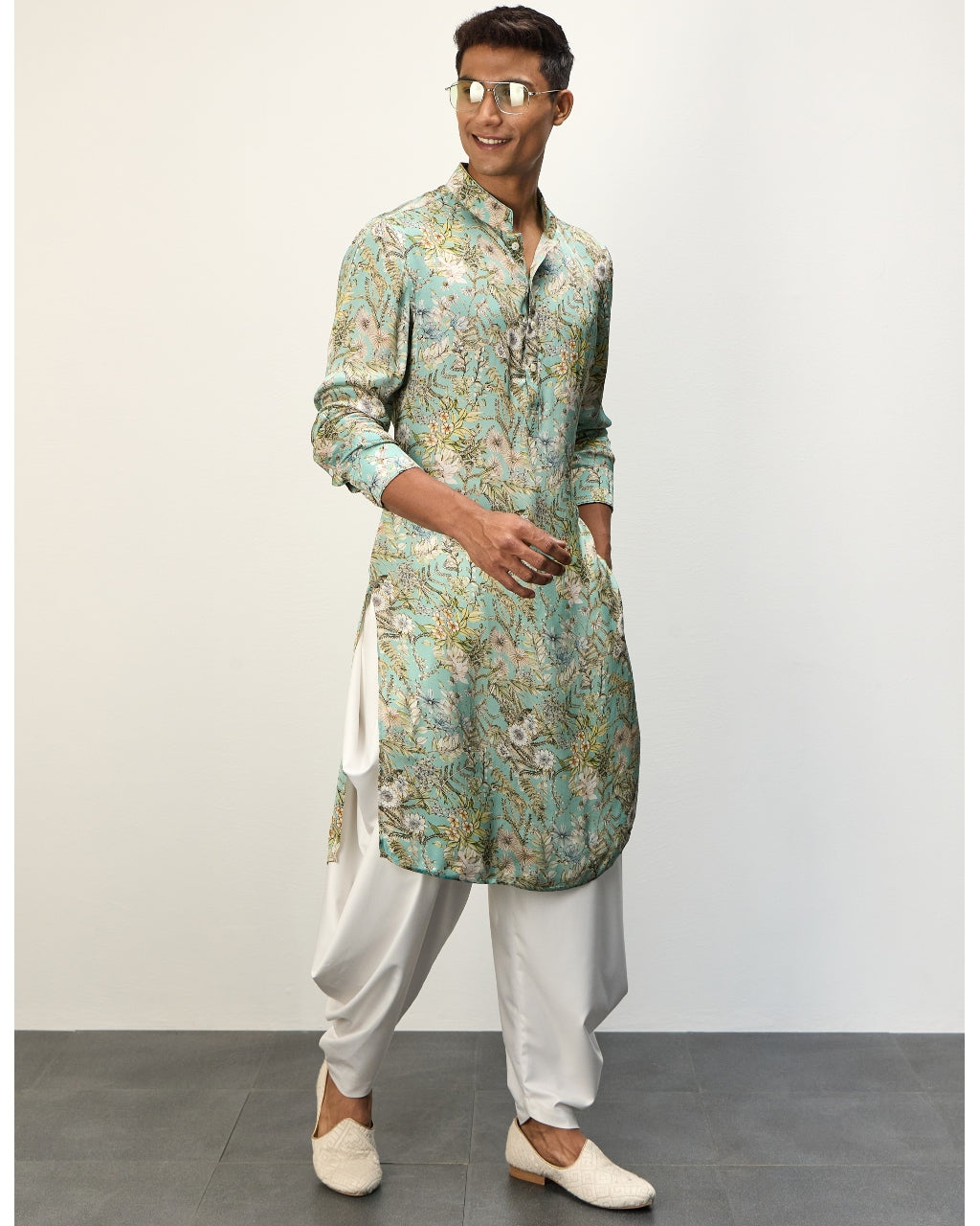 Pastel Blue Printed Kurta Set