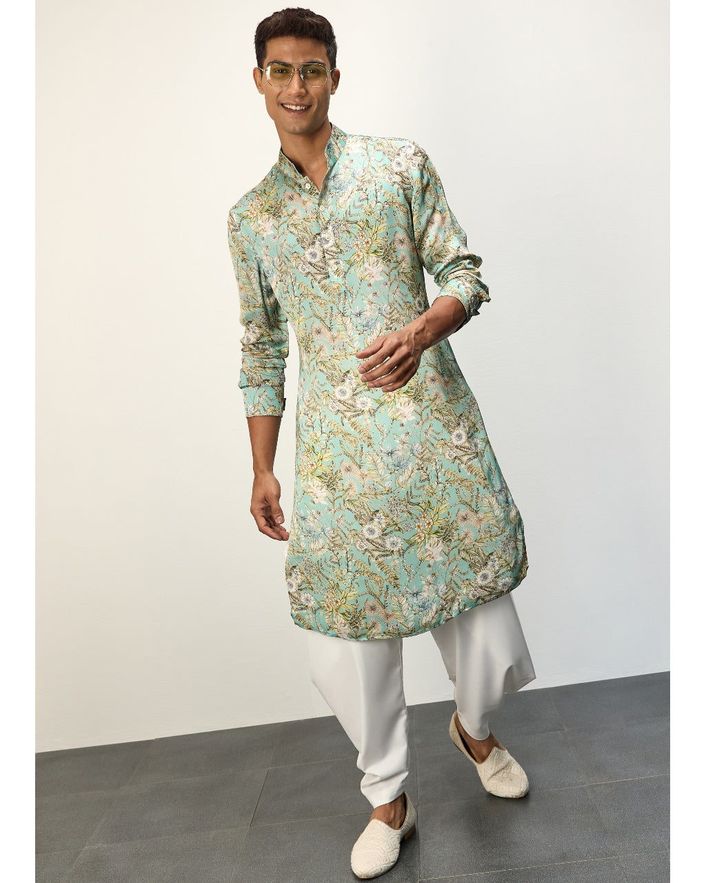 Pastel Blue Printed Kurta Set