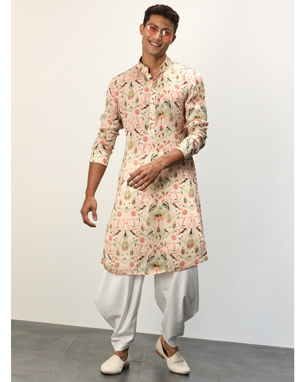 Botanical Peach Printed Kurta Set