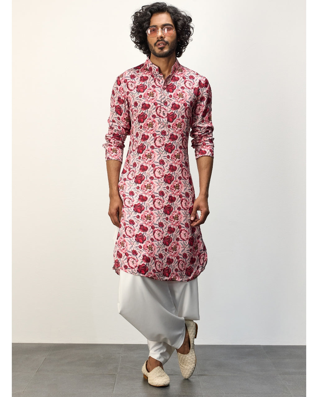 Pink Peonies Printed Kurta Set