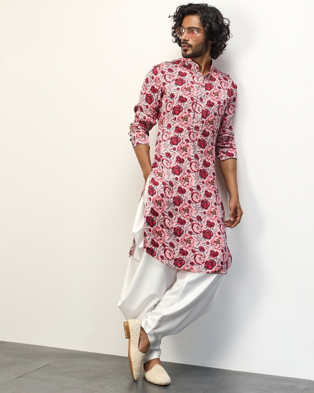 Pink Peonies Printed Kurta Set