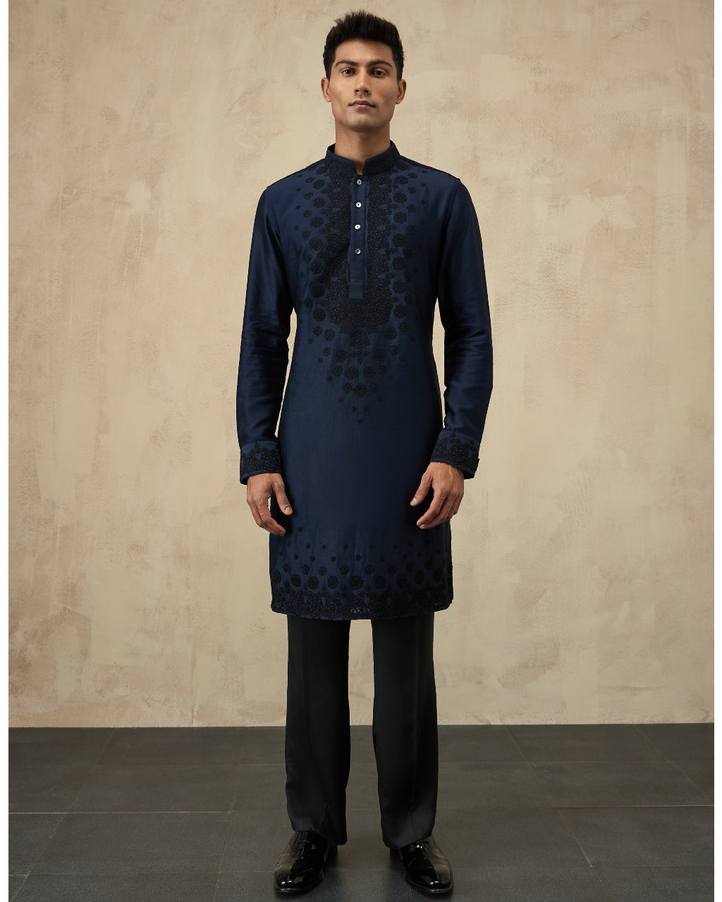 Navy Blue Double Shaded Kurta Set