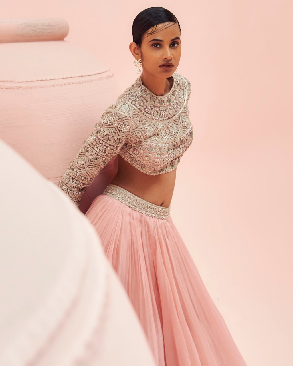 Blush Geometric Lehenga Set