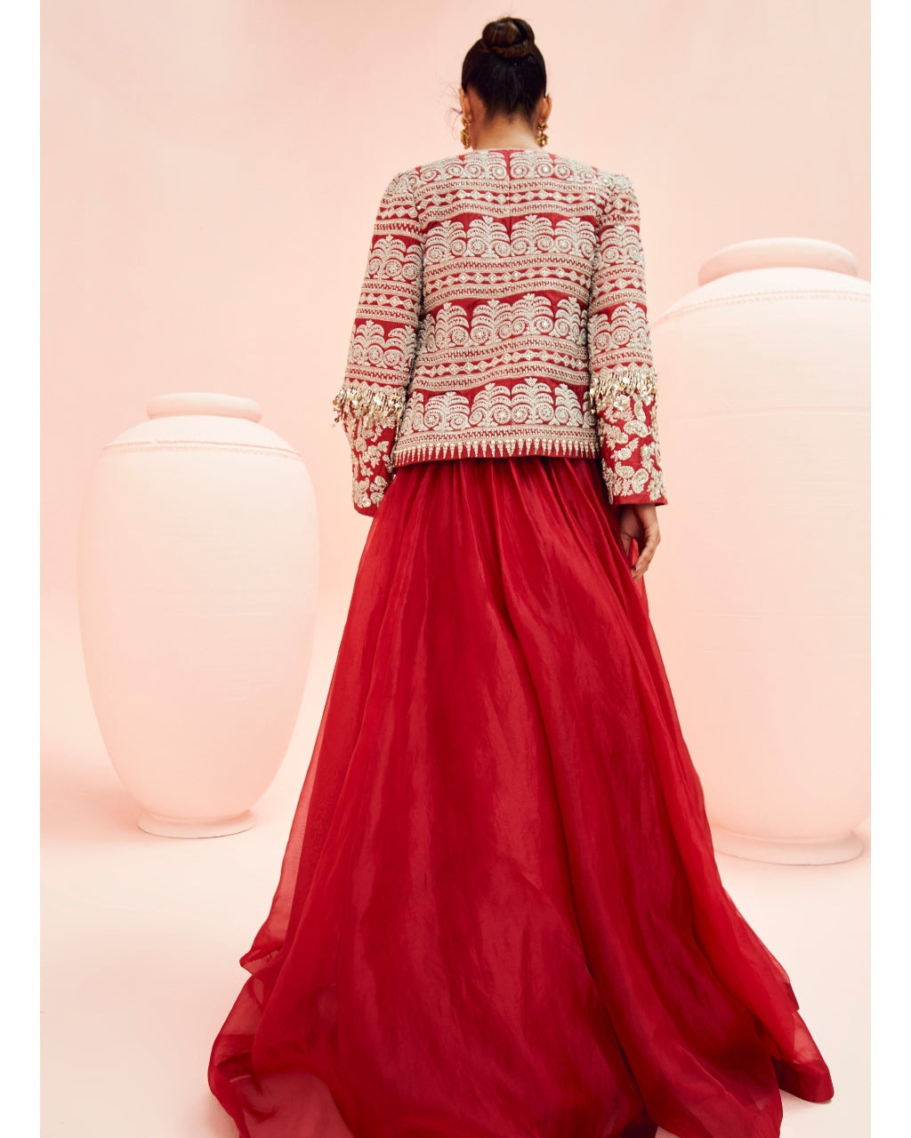 Love Red Lehenga With Short Jacket Set