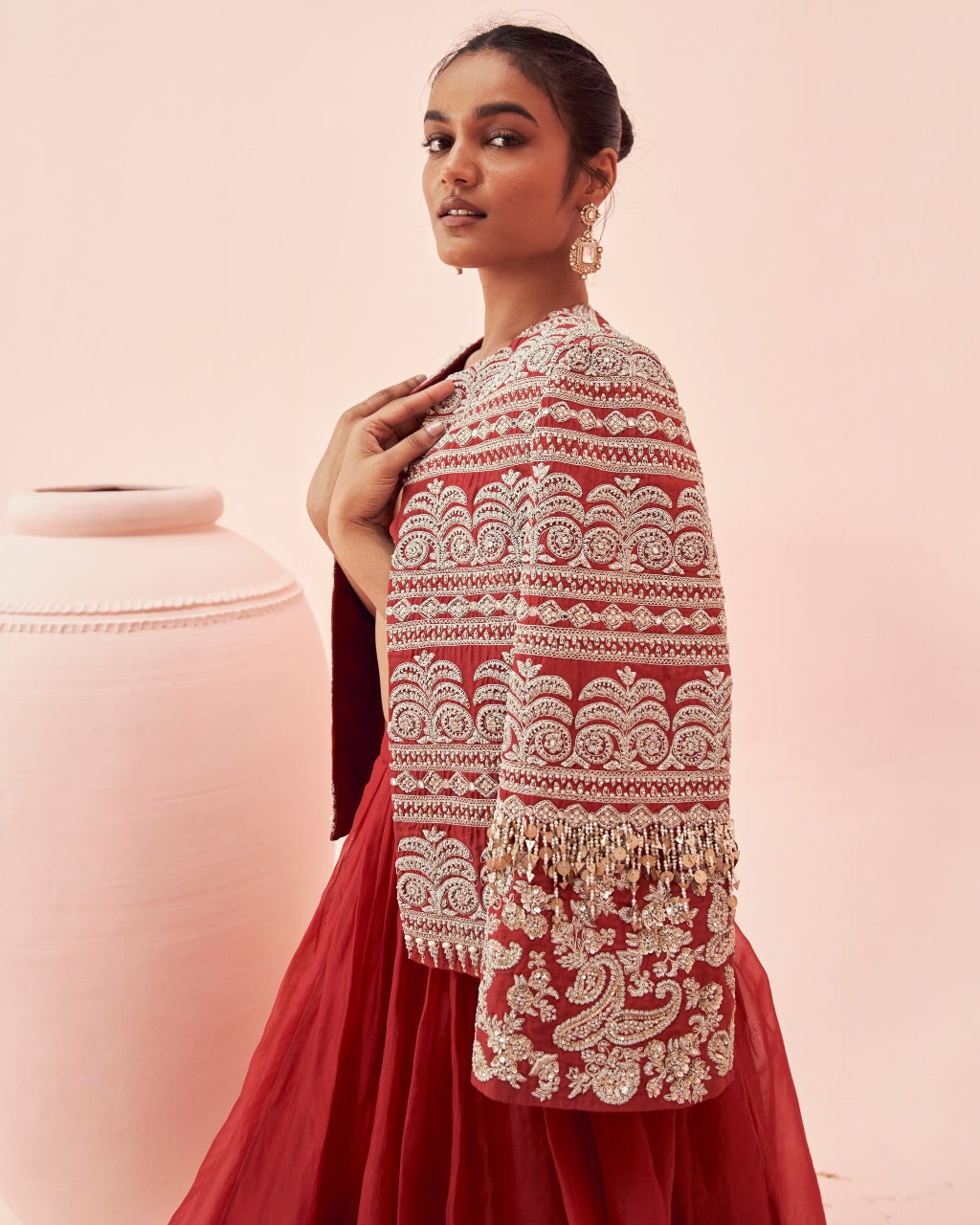 Love Red Lehenga With Short Jacket Set