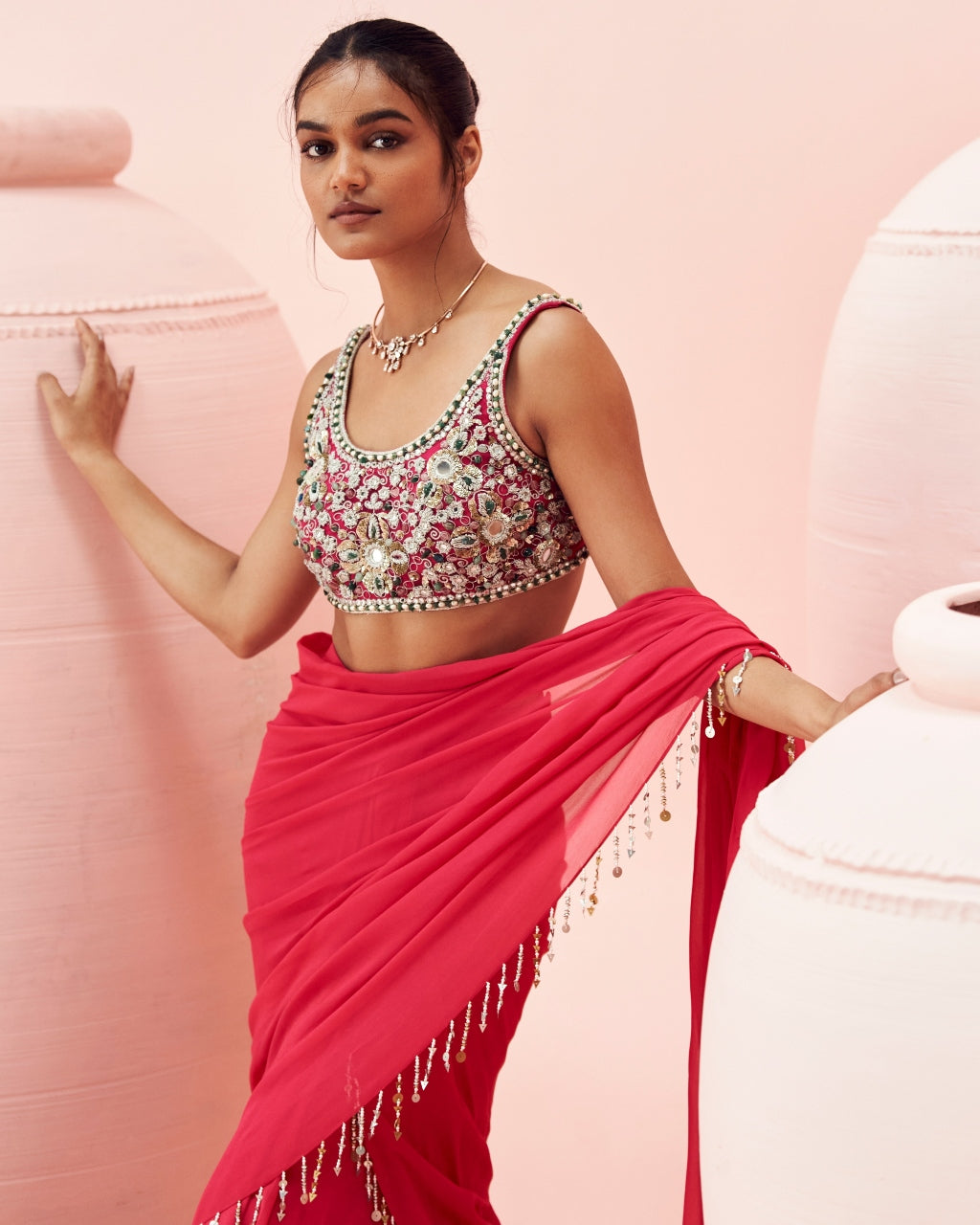 Fuchsia Retro Sari