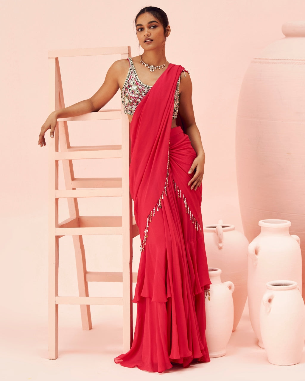 Fuchsia Retro Sari