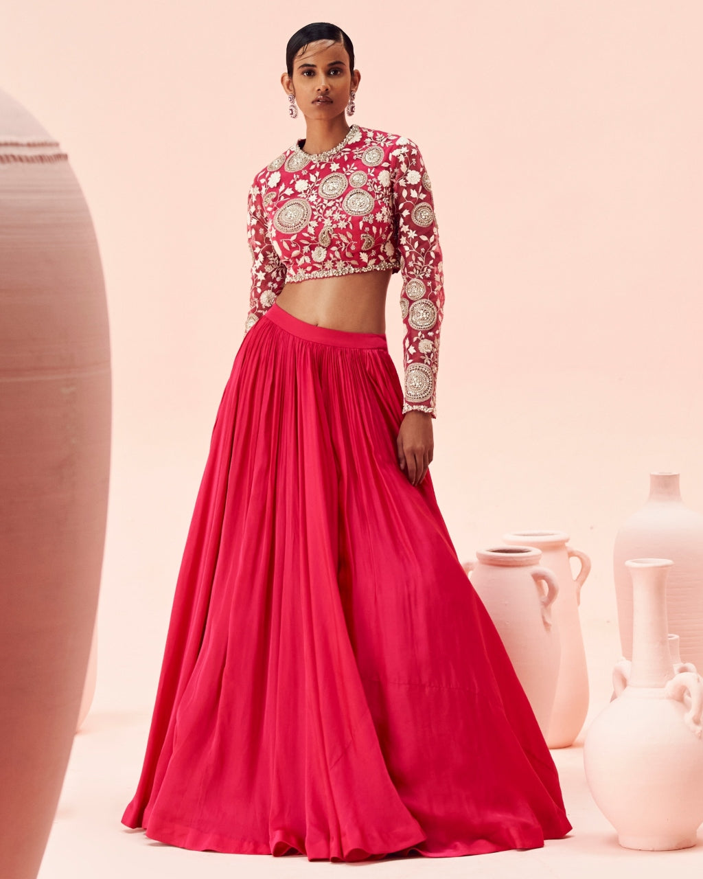 Fuchsia Retro Lehenga Set