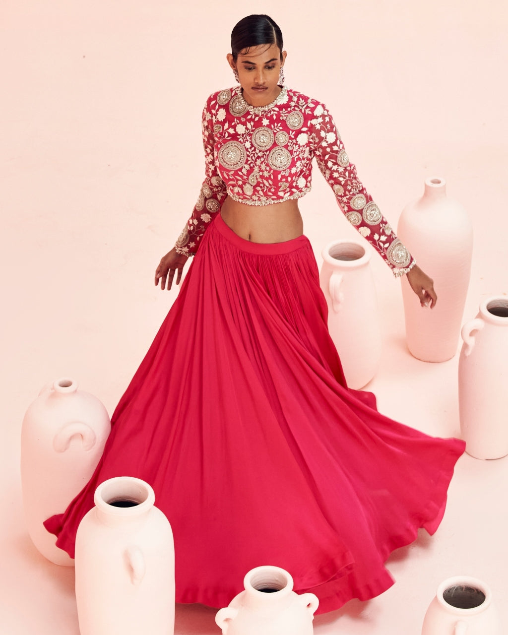 Fuchsia Retro Lehenga Set