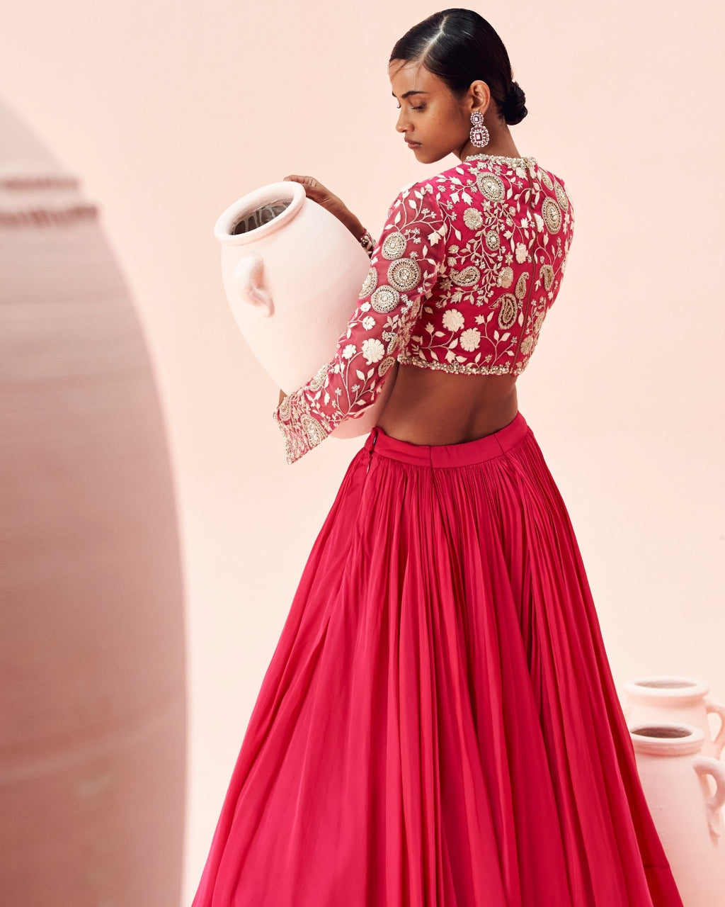 Fuchsia Retro Lehenga Set