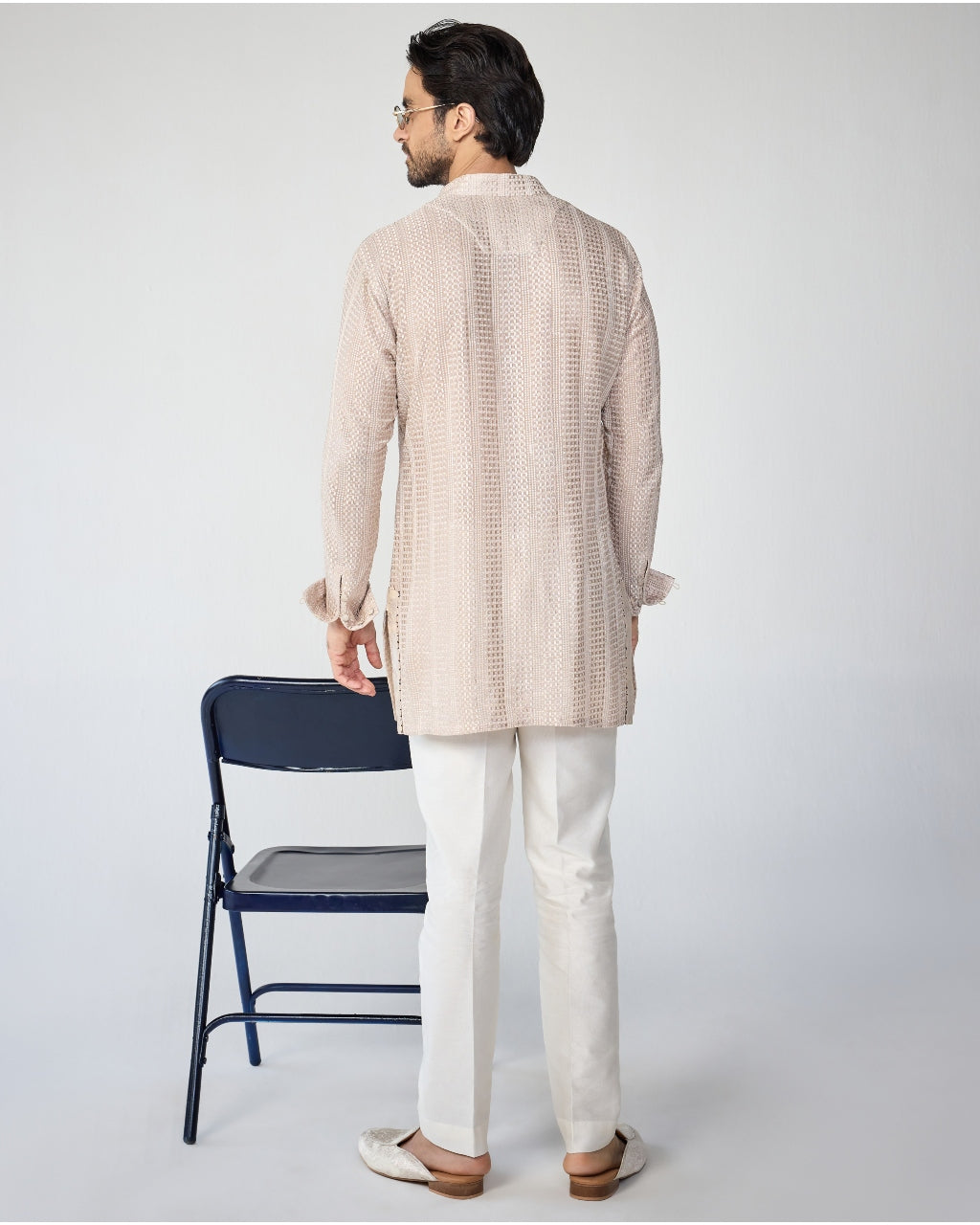 Chessboard Henley Shirt Kurta Set