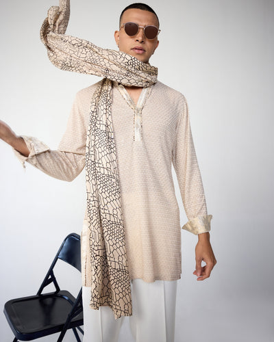 Champagne Poppy Henley Shirt Kurta Set