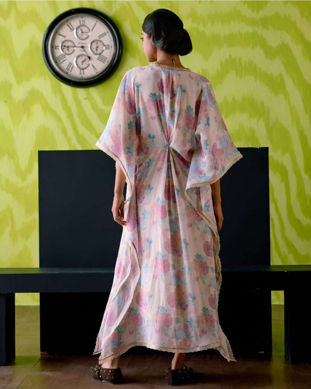 Ivory Floral Printed Kaftan