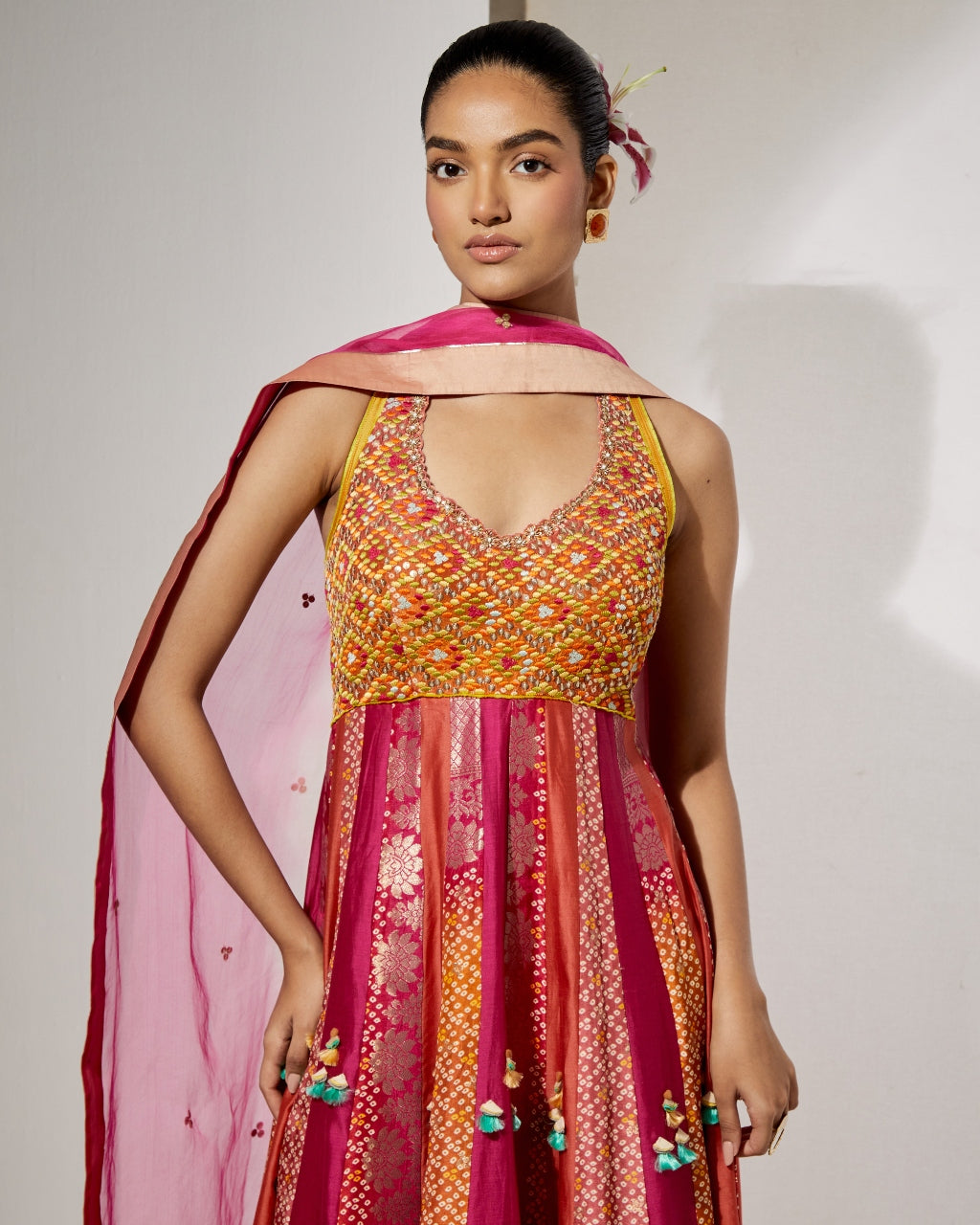 Amber Gulzar Silk Anarkali Set