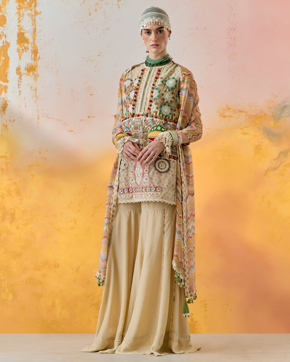 Multi Mehru Embo Ikkat Dress Set