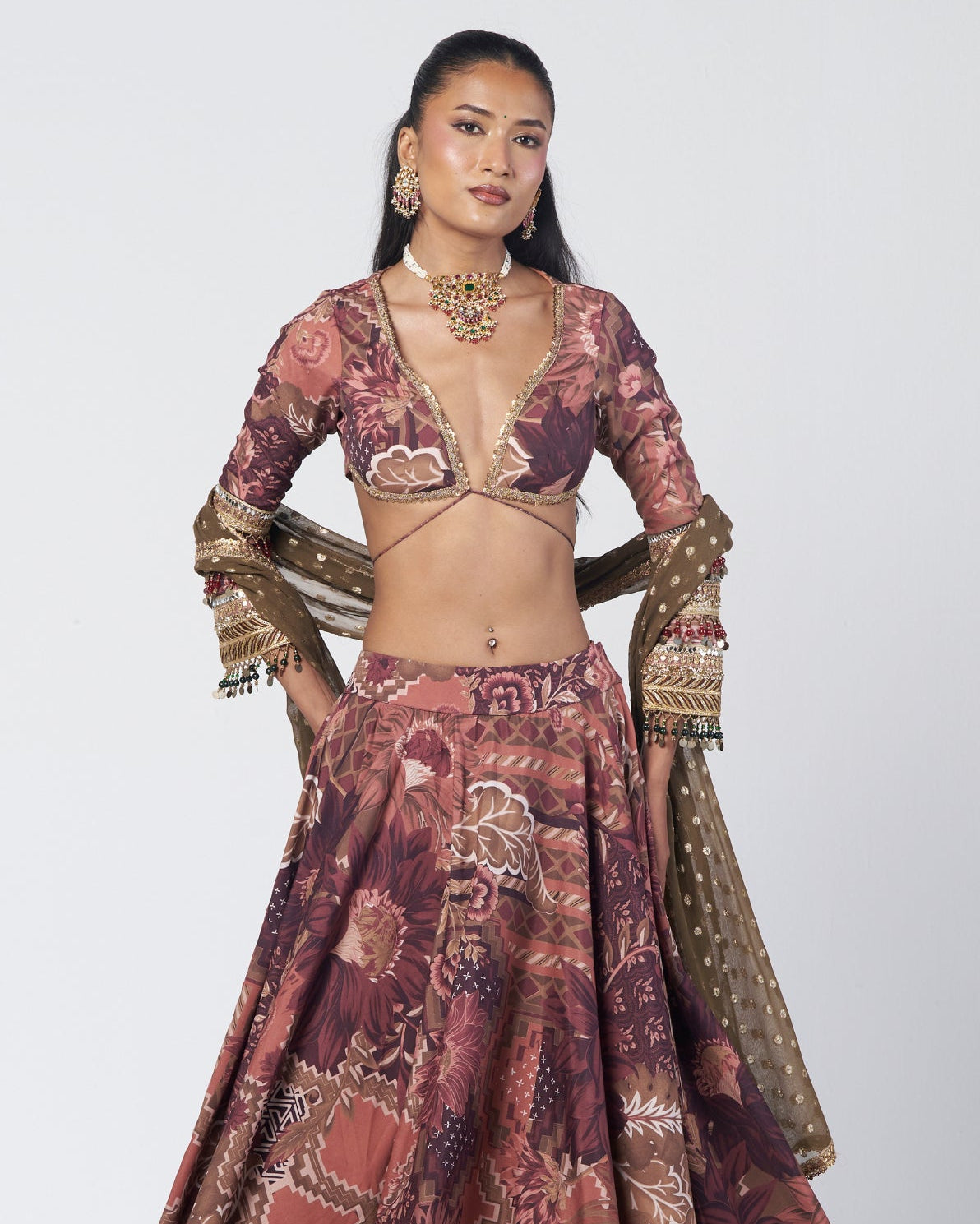 Mocha Armlet Skirt Set