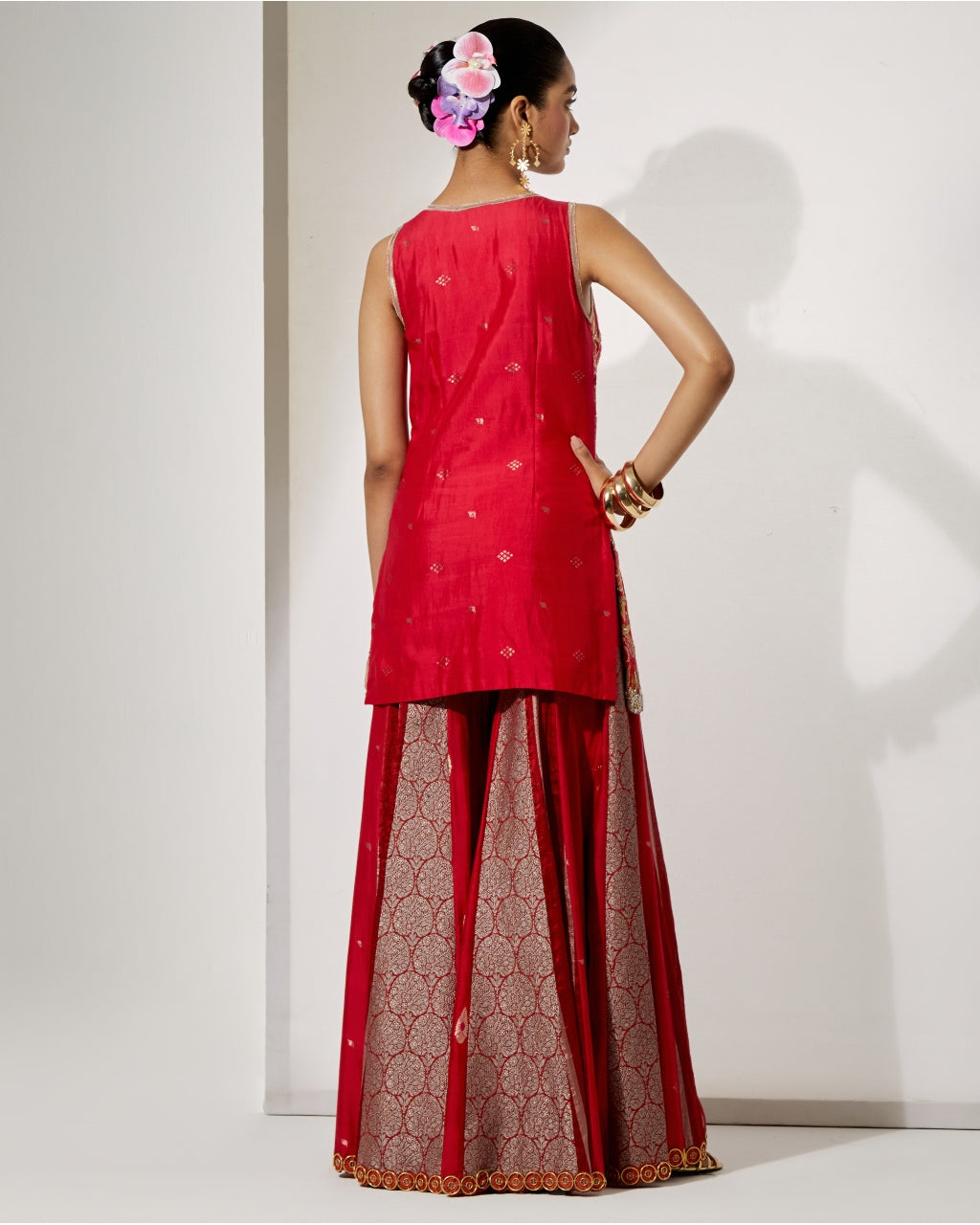 Ruby Royale Embroidered Sharara Set