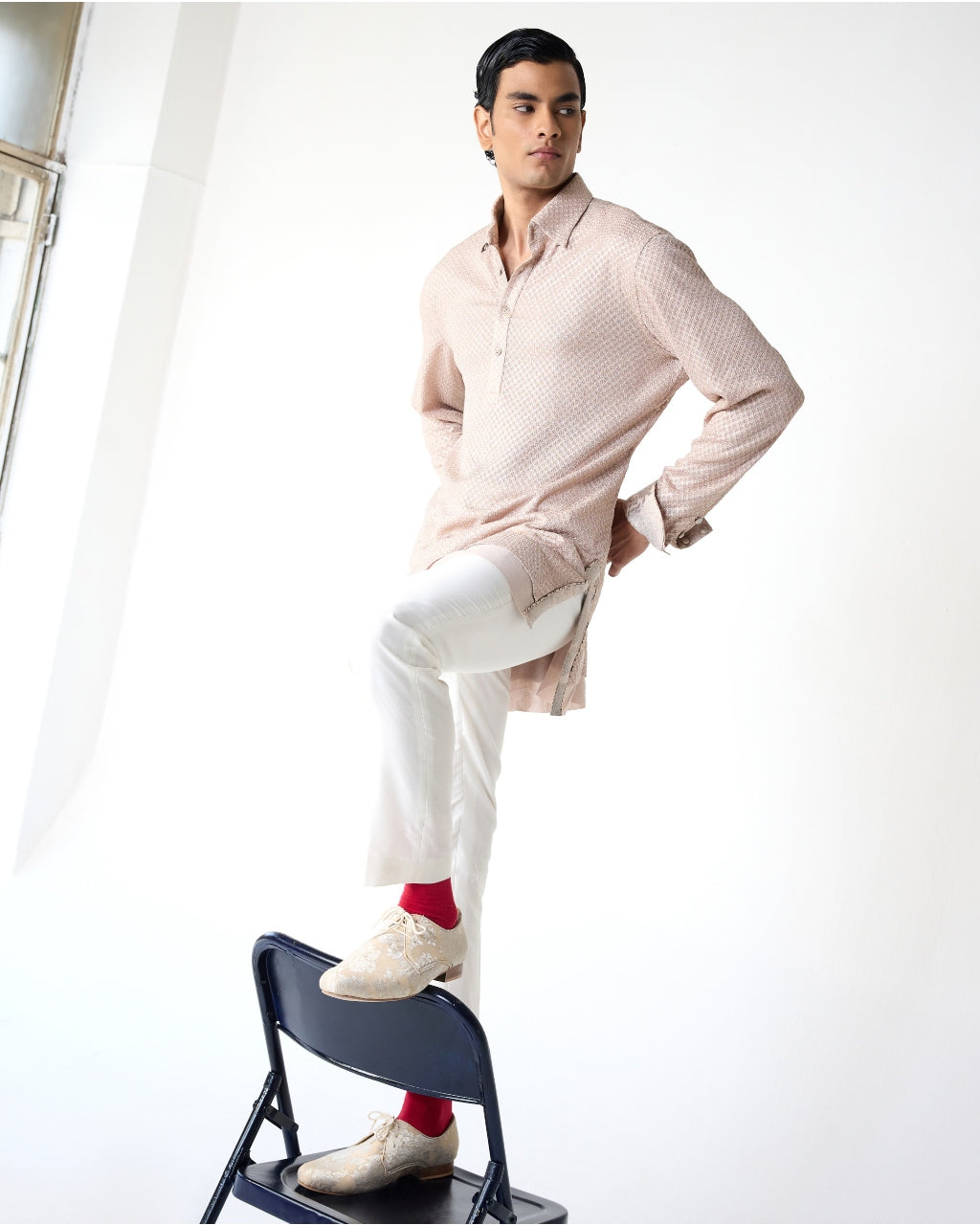 Square Henley Kurta Set