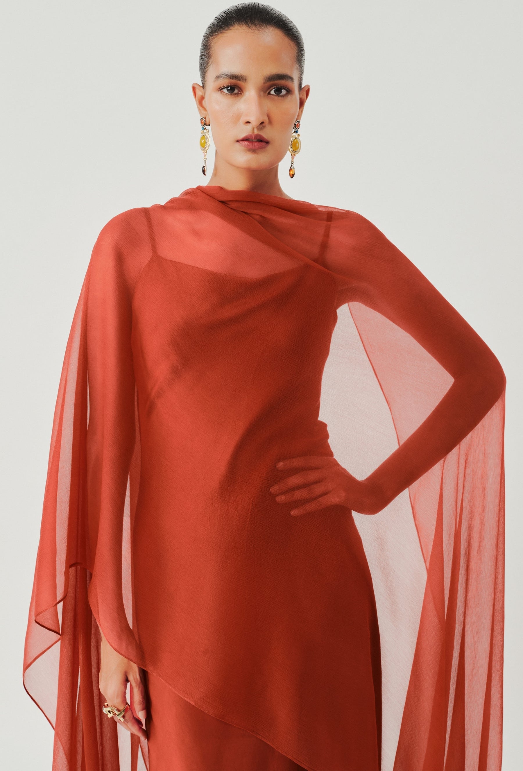 Tyra Slip Dress In Rust