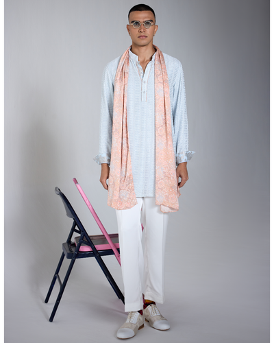 Chessboard Henley Shirt Kurta Set