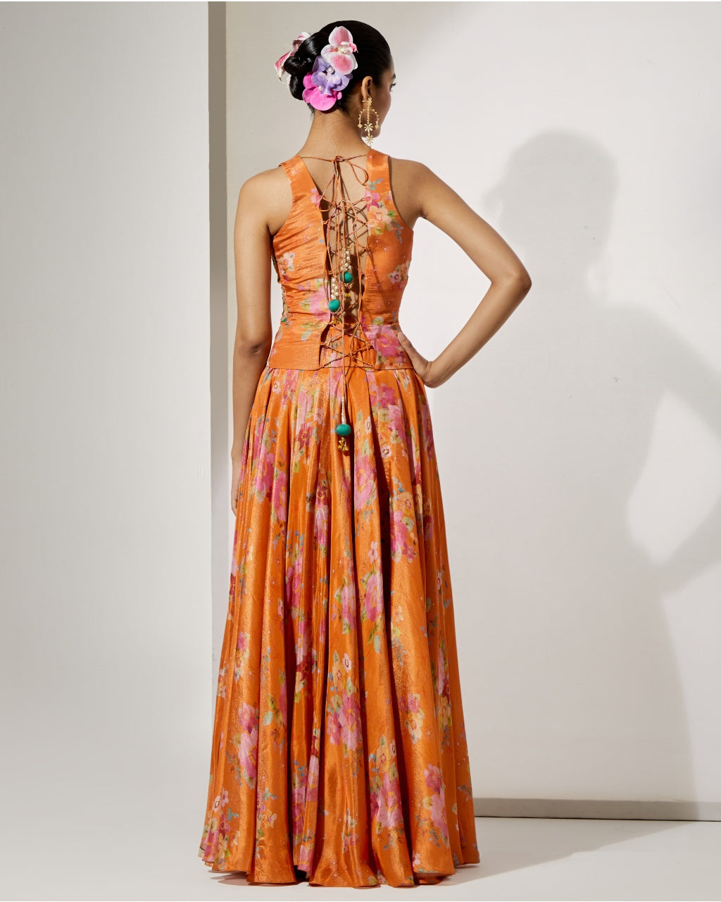 Orange Corset Skirt Set