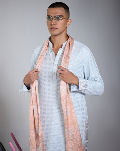 Chessboard Henley Shirt Kurta Set