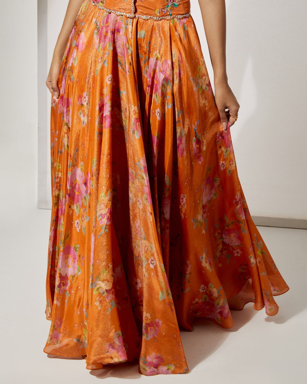 Orange Corset Skirt Set