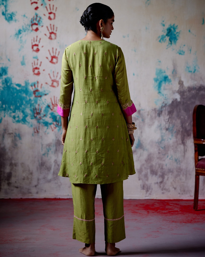 Olive Brocade Co-Ord Set