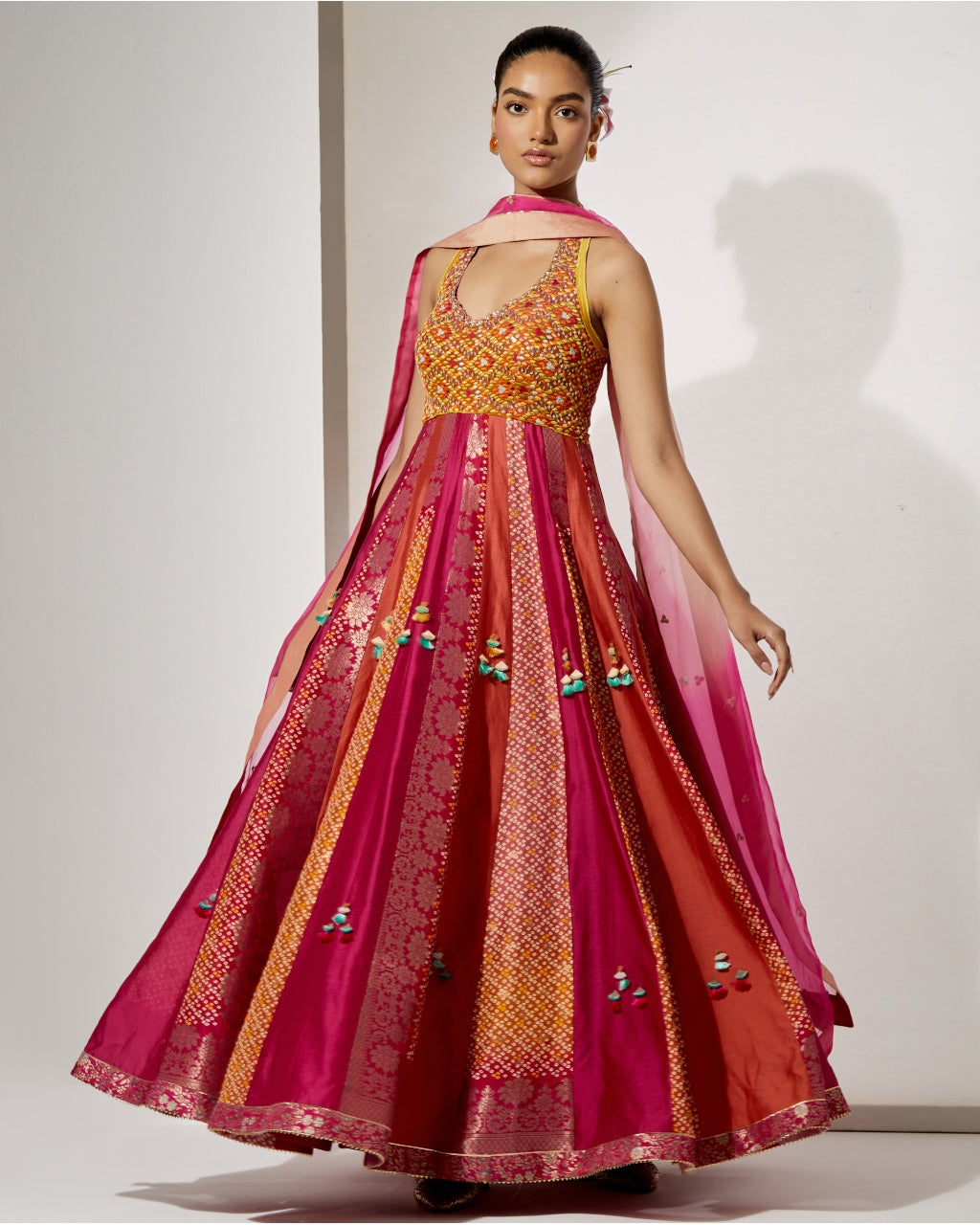 Amber Gulzar Silk Anarkali Set