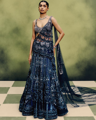 Oceanfire Cocktail Lehenga